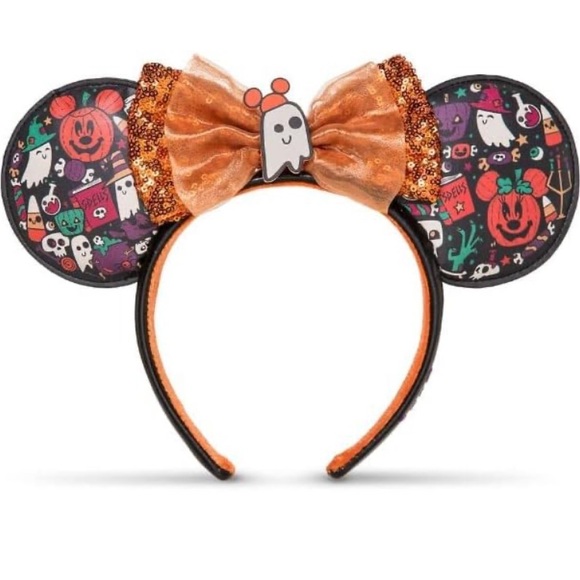 Loungefly Accessories - NWT Disney Parks - Minnie Mouse Ear Headband - Halloween - All Over Prin…